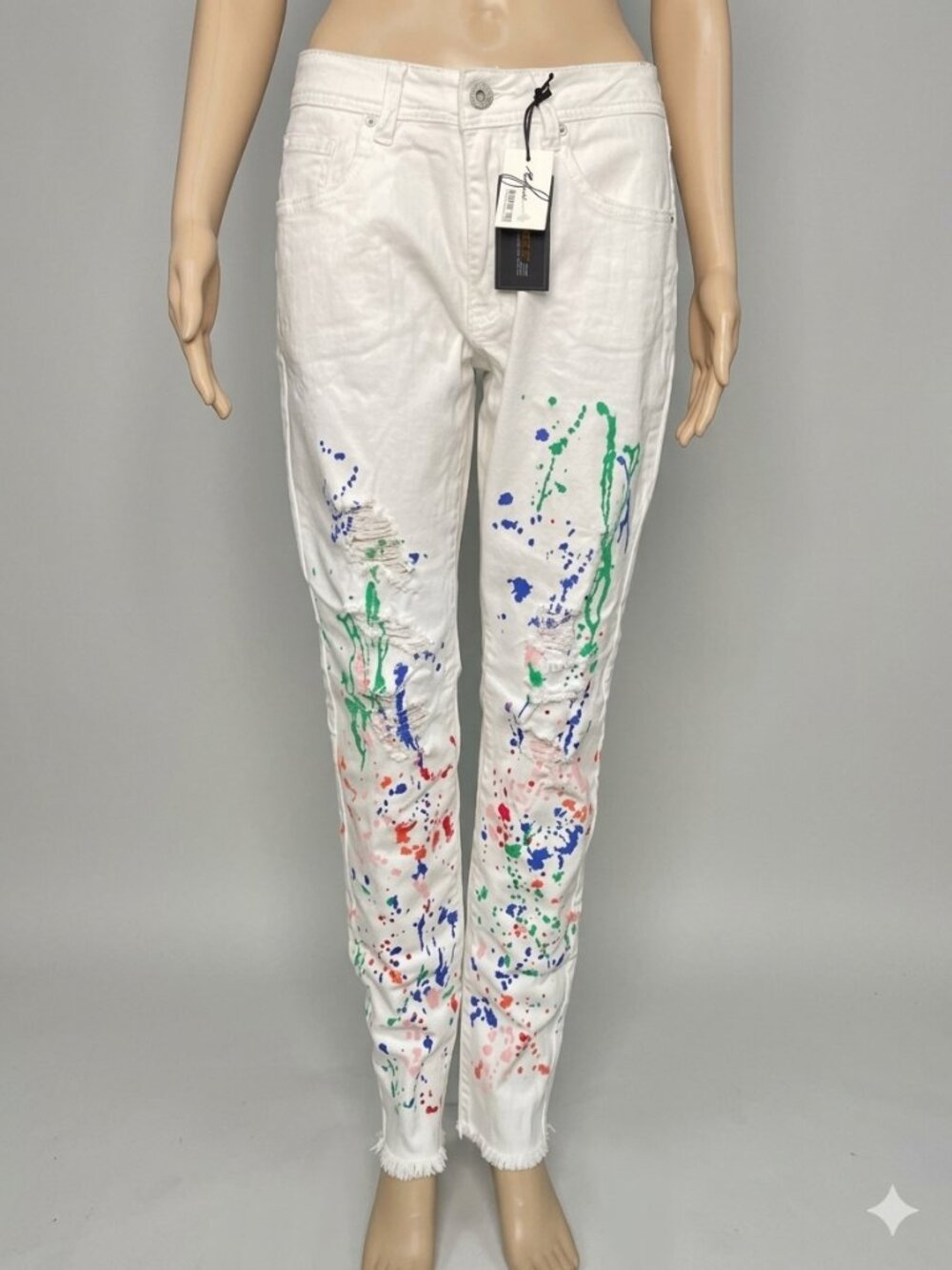 Red Fox Distressed Paint Splash Skinny Ankle Jeans Size 13 30/31 NWT